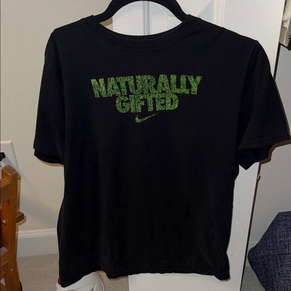 Nike Black and Green Kids Short Sleeve Tee
